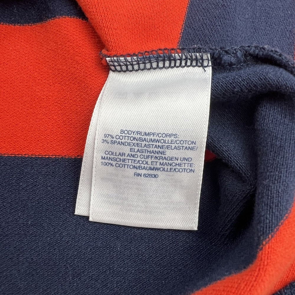 Lands' End Men L Tall Polo Shirt Red Navy Striped Golf Nautical Dark Prep Sporty - Picture 9 of 12